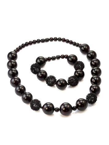 Cherry Amber Ball Beaded Necklace The Ariadna, image , picture 5
