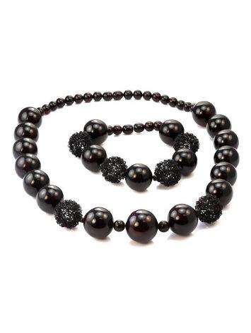 Cherry Amber Ball Beaded Necklace The Ariadna, image , picture 7