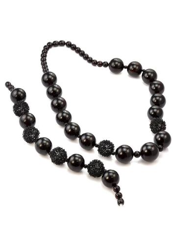 Cherry Amber Ball Beaded Necklace The Ariadna, image , picture 6