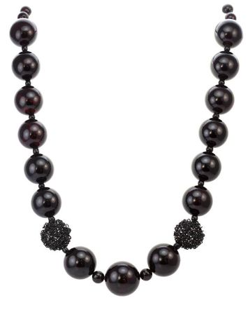 Cherry Amber Ball Beaded Necklace The Ariadna, image , picture 3