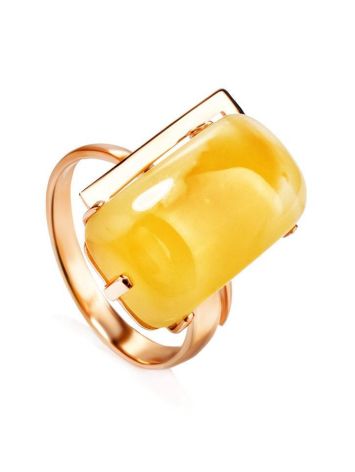 Golden Cocktail Ring With Bold Amber Stone The Picasso, Ring Size: Adjustable, image 
