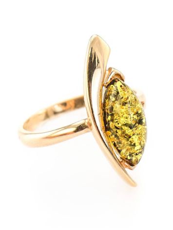Classy Green Amber Ring In Gold The Liana, Ring Size: 6 / 16.5, image 