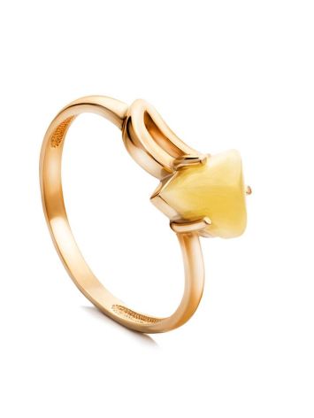 Refined Golden Ring With Honey Amber, Ring Size: 8 / 18, image 