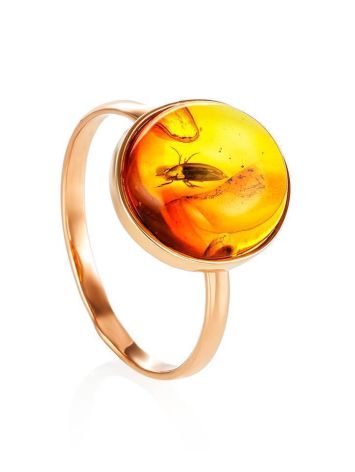 Unique Amber Stone Golden Ring With Inclusions The Clio, Ring Size: 7 / 17.5, image 