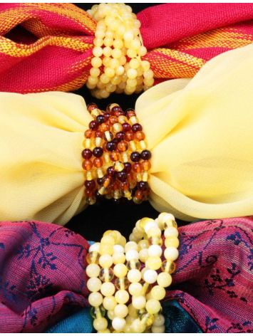 Versatile Two-Toned Amber Ball Beaded Stretch Necklace, image , picture 6