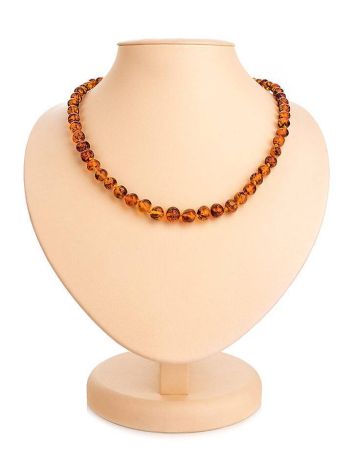 Cognac Amber Ball Beaded Necklace, image 