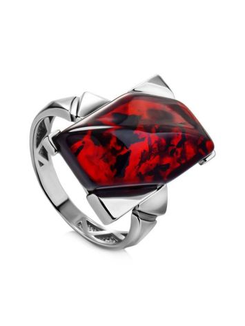 Яркое необычное кольцо из серебра и формованного янтаря «Генезис» 18, Ring Size: 13 / 22, image 