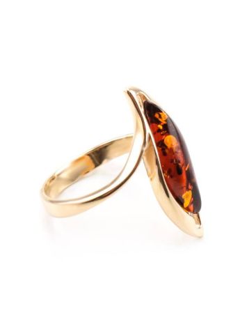 Refined Golden Ring With Cognac Amber, Ring Size: 8 / 18, image 