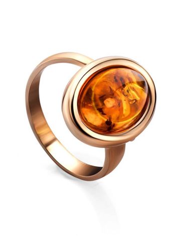 Stylish Cognac Amber In Gold Adjustable Ring The Goji, Ring Size: Adjustable, image 