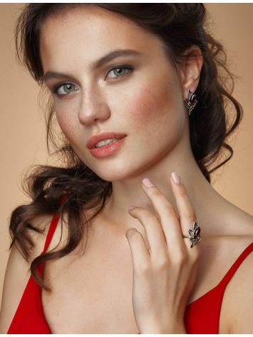 Stylish Multicolor Amber Ring In Silver The Pegasus, Ring Size: 5.5 / 16, image , picture 2