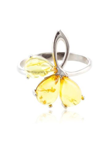 Classic Floral Ring With Amber In Silver The Dandelion, Ring Size: 6 / 16.5, image , picture 2