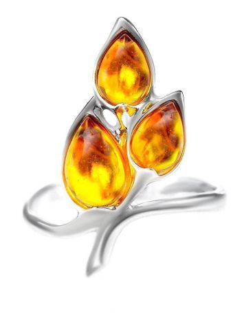 Sterling Silver Floral Ring With Amber The Verbena, Ring Size: 11 / 20.5, image , picture 2