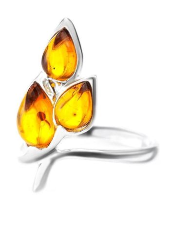 Sterling Silver Floral Ring With Amber The Verbena, Ring Size: 11 / 20.5, image , picture 3