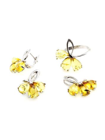 Classic Floral Ring With Amber In Silver The Dandelion, Ring Size: 6 / 16.5, image , picture 4