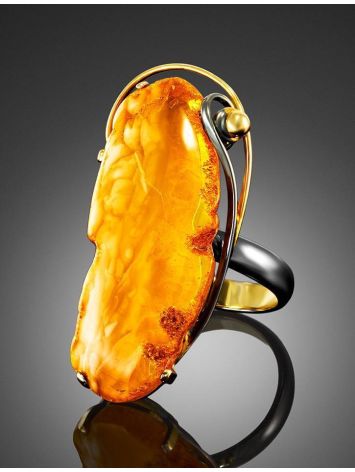 Lemon Amber Cocktail Ring In Gold Plated Silver The Rialto, Ring Size: Adjustable, image , picture 2
