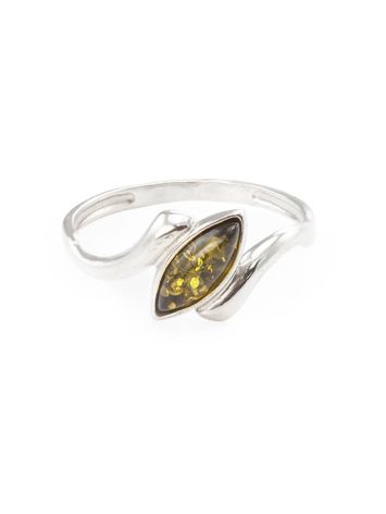 Refined Silver Ring With Amber Center Stone The Amaranth, Ring Size: 5 / 15.5, image , picture 2