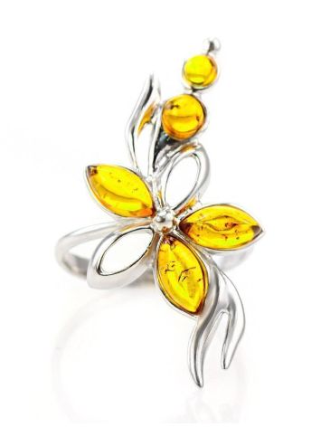 Luminous Silver Ring With Lemon Amber The Verbena, Ring Size: 7 / 17.5, image , picture 3