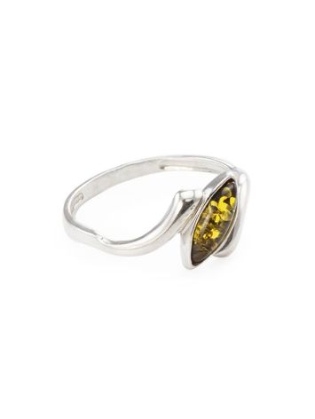 Refined Silver Ring With Amber Center Stone The Amaranth, Ring Size: 5 / 15.5, image 