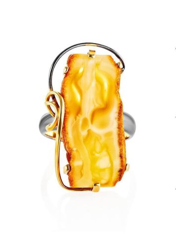 Handcrafted Honey Amber Cocktail Ring In Gold Plated Silver The Rialto, Ring Size: Adjustable, image , picture 3