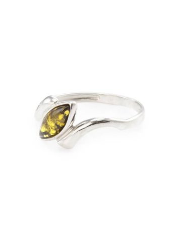 Refined Silver Ring With Amber Center Stone The Amaranth, Ring Size: 5 / 15.5, image , picture 3