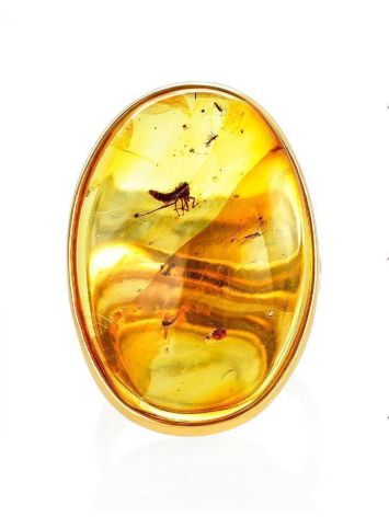 Bold Amber Gold Plated Ring With Inclusions The Clio, Ring Size: Adjustable, image , picture 3