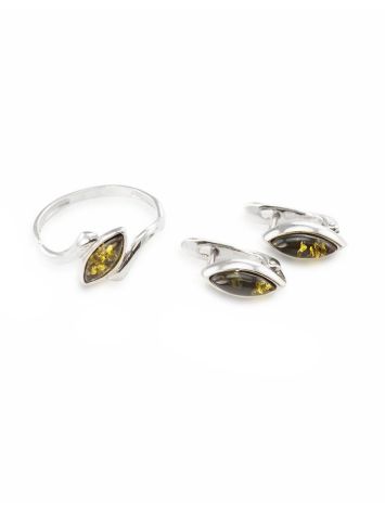 Refined Silver Ring With Amber Center Stone The Amaranth, Ring Size: 5 / 15.5, image , picture 4