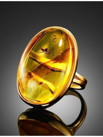 Bold Amber Gold Plated Ring With Inclusions The Clio, Ring Size: Adjustable, image , picture 2