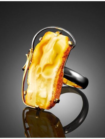 Handcrafted Honey Amber Cocktail Ring In Gold Plated Silver The Rialto, Ring Size: Adjustable, image , picture 2