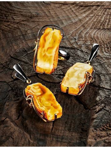 Handcrafted Honey Amber Cocktail Ring In Gold Plated Silver The Rialto, Ring Size: Adjustable, image , picture 4