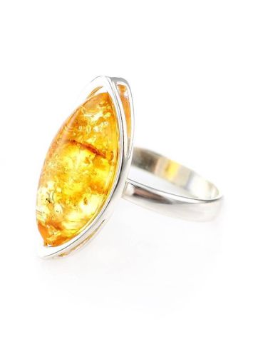 Sterling Silver Ring With Bold Amber Stone The Amaranth, Ring Size: 11 / 20.5, image , picture 2