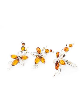 Classic Silver Floral Ring With Amber Stones The Verbena, Ring Size: 9.5 / 19.5, image , picture 4