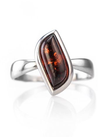 Stylish Silver Ring With Cherry Amber, Ring Size: 9.5 / 19.5, image , picture 3
