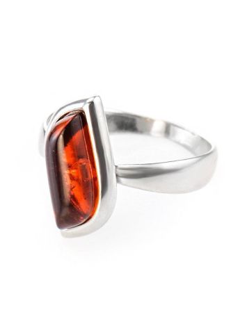 Cognac Amber Center Stone Ring In Sterling Silver, Ring Size: 6.5 / 17, image , picture 3