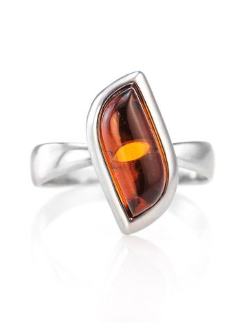 Cognac Amber Center Stone Ring In Sterling Silver, Ring Size: 10 / 20, image , picture 2