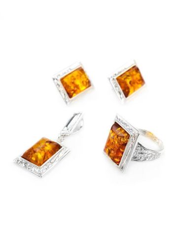 Stunning Square Silver Ring With Cognac Amber The Hermitage, Ring Size: 11.5 / 21, image , picture 5