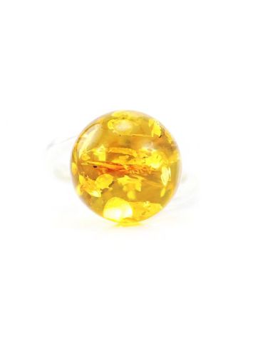 Silver Ring With Luminous Ball Shaped Amber The Jupiter, Ring Size: 9.5 / 19.5, image , picture 3