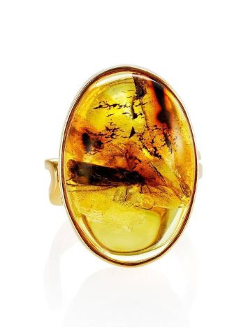 Amber With Insect Inclusion Ring In Gold Plated Silver The Clio, Ring Size: Adjustable, image , picture 4