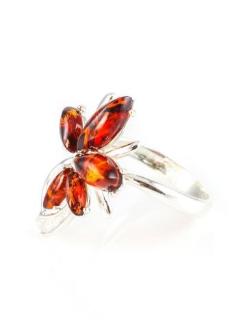 Cherry Amber In Silver Floral Ring The Verbena, Ring Size: 9.5 / 19.5, image , picture 3
