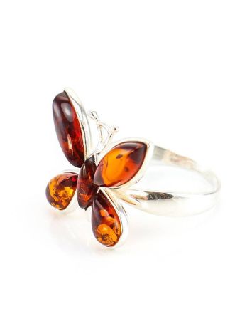 Silver Butterfly Ring With Amber Stones The April, Ring Size: 5.5 / 16, image , picture 5