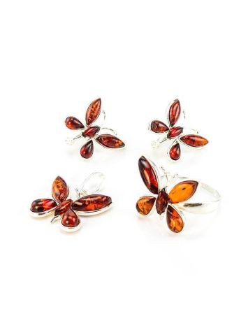 Silver Butterfly Ring With Amber Stones The April, Ring Size: 5.5 / 16, image , picture 6