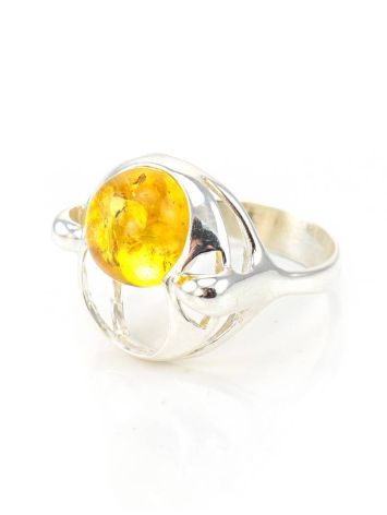 Bright Lemon Amber In Silver Ring The Orion, Ring Size: 9.5 / 19.5, image , picture 3