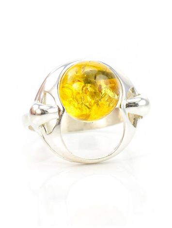 Bright Lemon Amber In Silver Ring The Orion, Ring Size: 9.5 / 19.5, image , picture 2