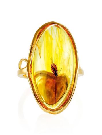 Amber Gold Plated Cocktail Ring With Inclusions The Clio, Ring Size: Adjustable, image , picture 3