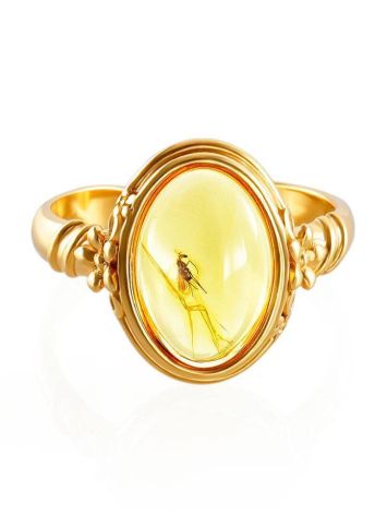 Amber Gold Plated Ring With Inclusions The Clio, Ring Size: Adjustable, image , picture 4