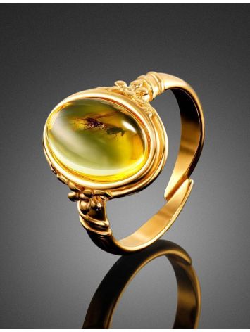 Amber Gold Plated Ring With Inclusions The Clio, Ring Size: Adjustable, image , picture 2