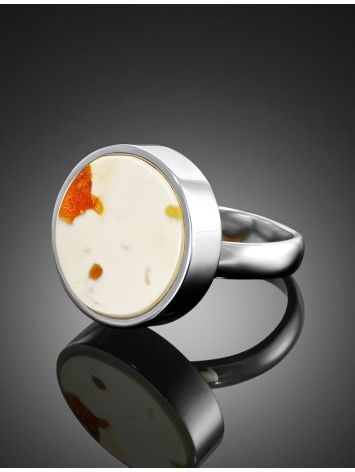 Designer Silver Adjustable Ring With White Amber, Ring Size: Adjustable, image , picture 2