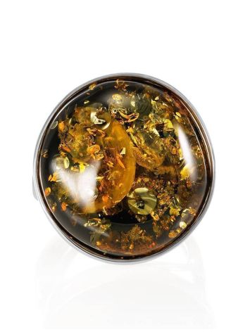 Sterling Silver Open Ring With Bold Amber Stone The Glow, Ring Size: Adjustable, image , picture 3