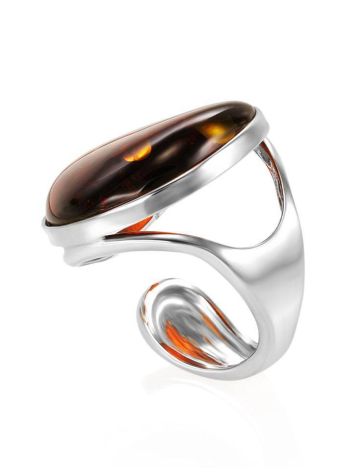 Cherry Amber Cocktail Ring In Sterling Silver The Glow, Ring Size: Adjustable, image , picture 4