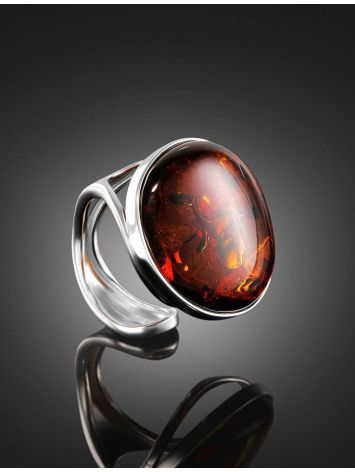 Cherry Amber Cocktail Ring In Sterling Silver The Glow, Ring Size: Adjustable, image , picture 2