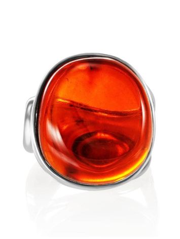 Bold Amber Adjustable Ring In Silver The Glow, Ring Size: Adjustable, image , picture 3